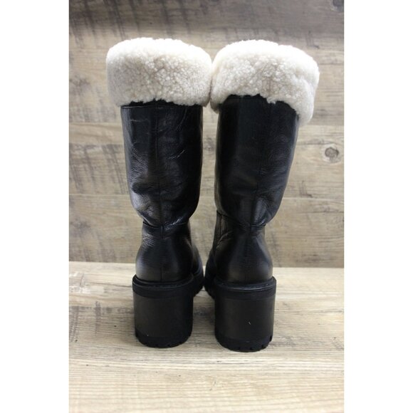 Mark Fisher‎ women's sheepskin trim leather fold over top chunky lug sole boots - Picture 3 of 14